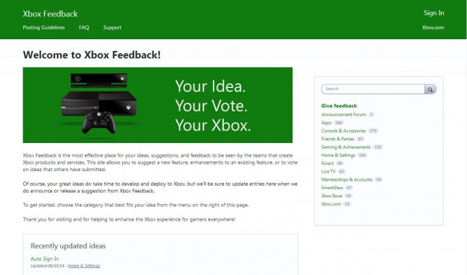 Sua ideia. Seu voto. Seu Xbox.