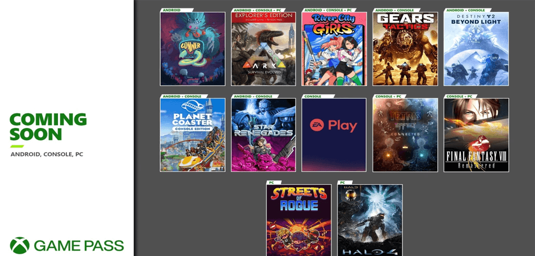 Novos títulos chegando ao catálogo do Xbox Game Pass em Novembro Xbox