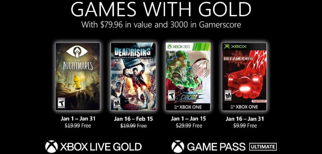 Xbox Games With Gold: veja os jogos grátis de janeiro de 2022