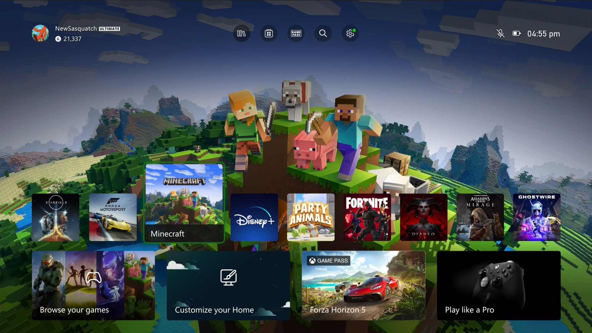 Novo Xbox Home - Minecraft