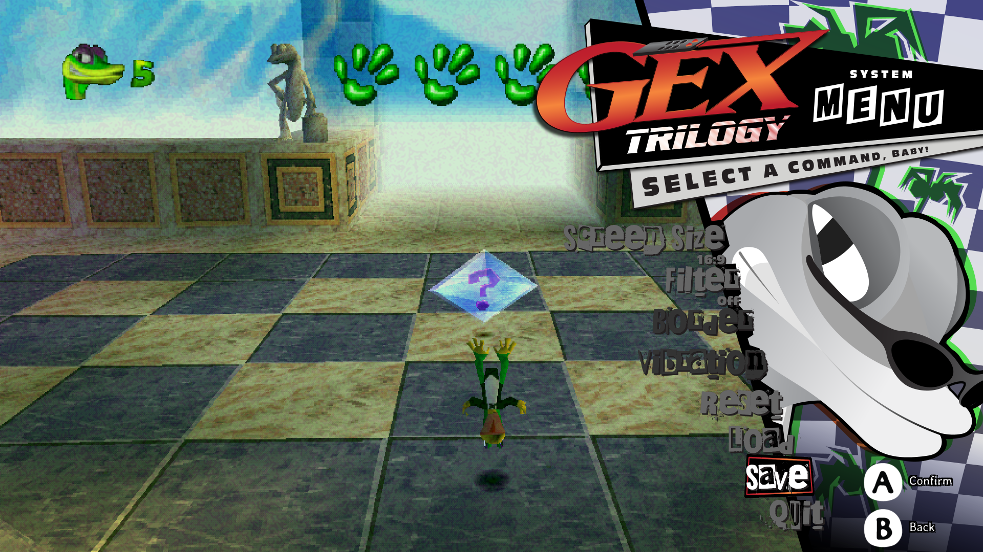 GEX Trilogy - Menu fora do jogo